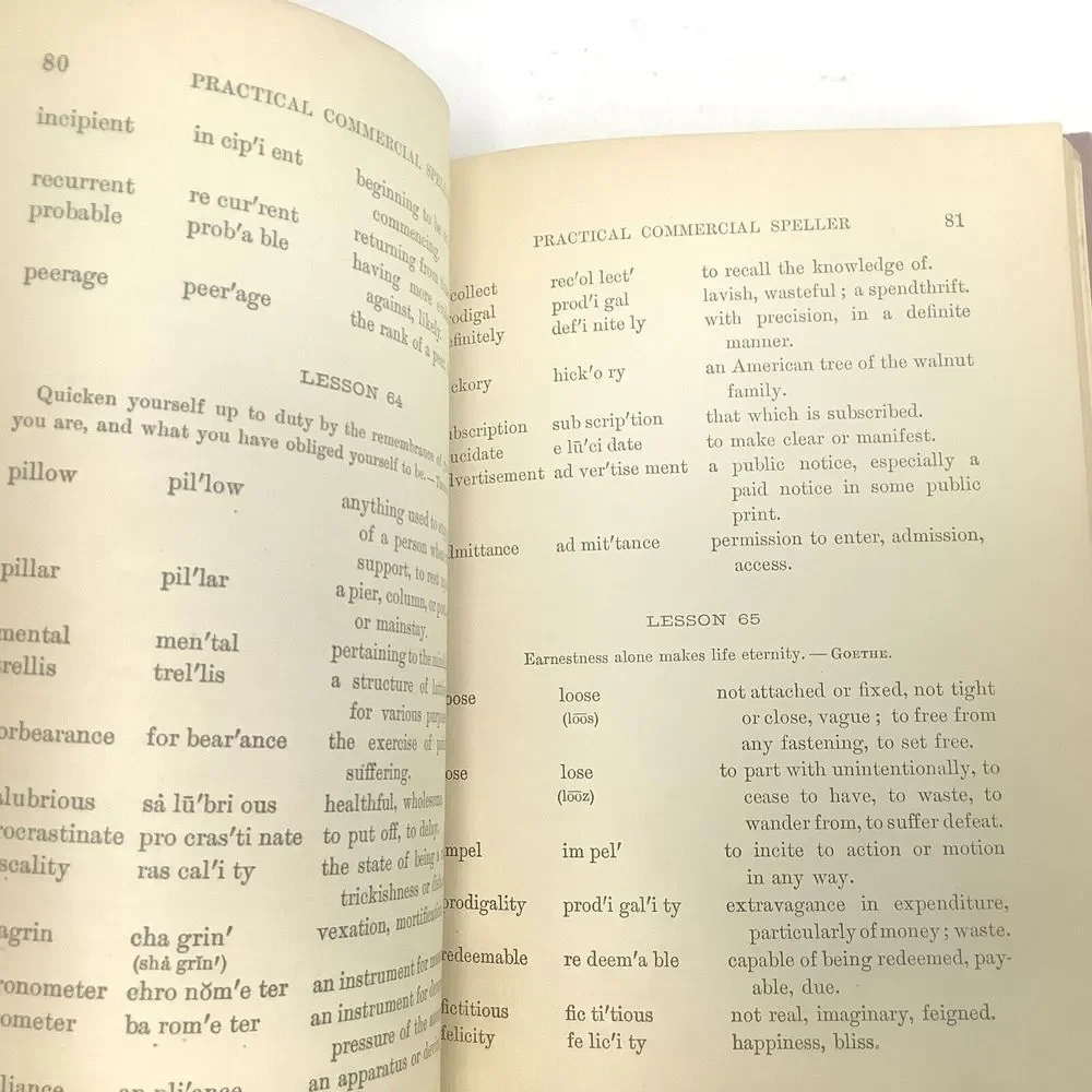 A Practical Commercial Speller Elizabeth Atwood 1905‎ Red Hardcover Fabric